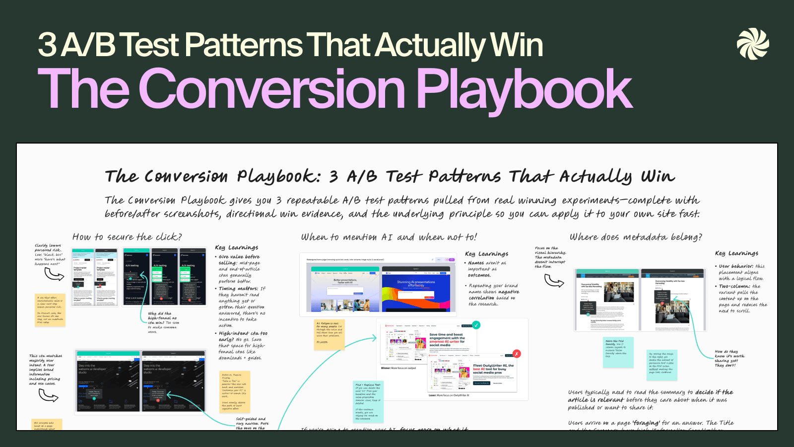 The Conversion Playbook: 3 Patterns That Actually Win Tests